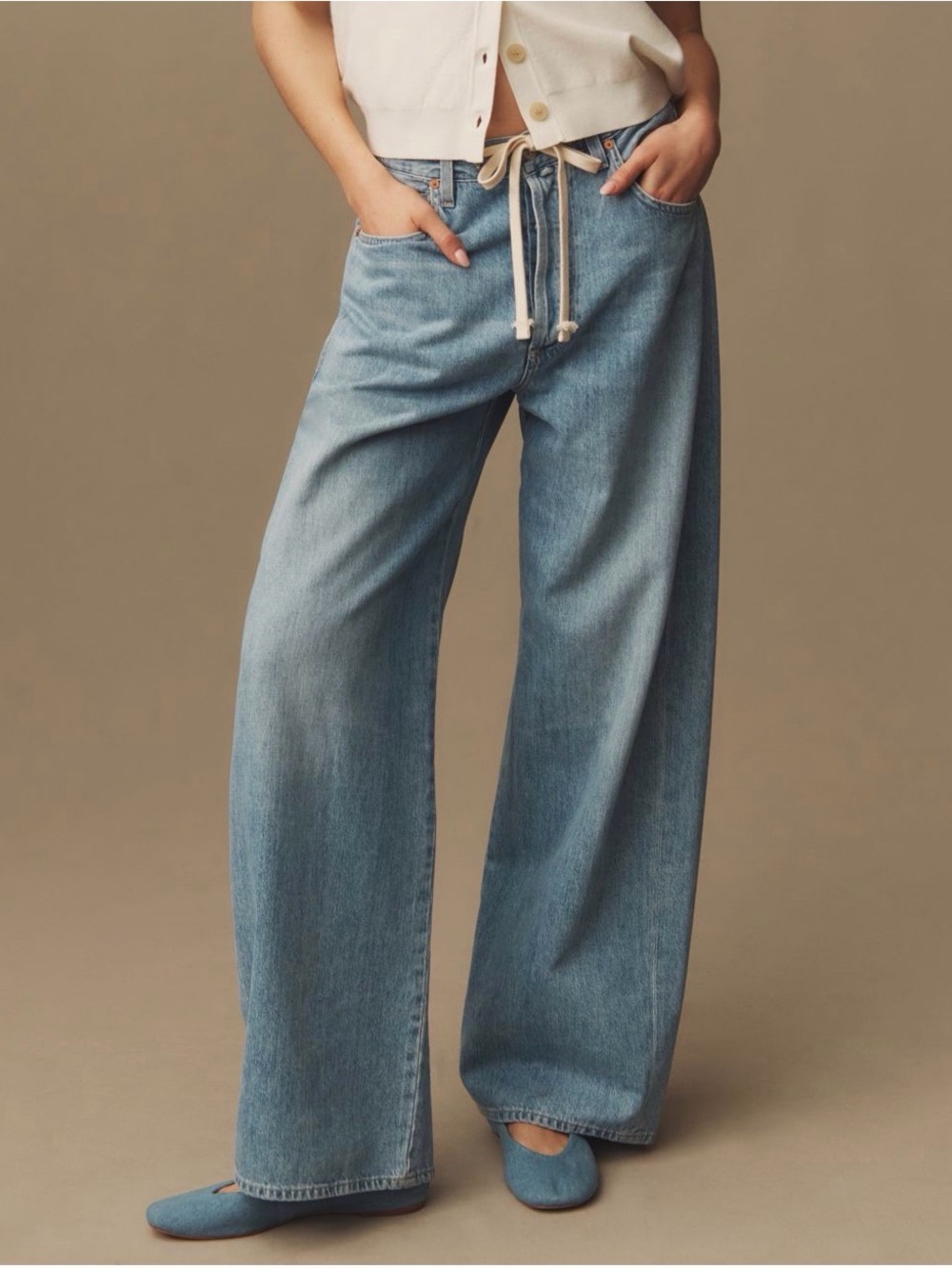 Citizens Of Humanity Brynn Drawstring Light Blue Wide-Leg Jeans